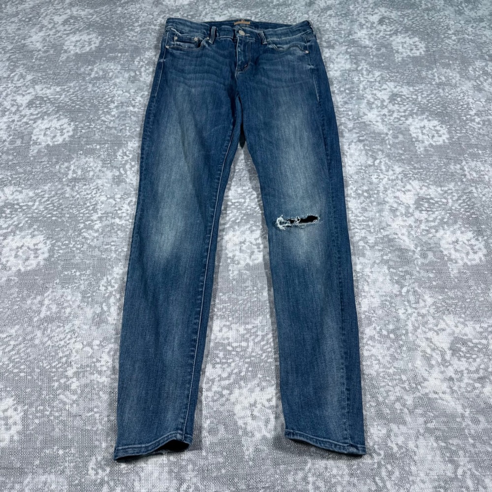 Mother The Looker High Five Jeans Womens 29 Blue Skinny Distressed High Rise